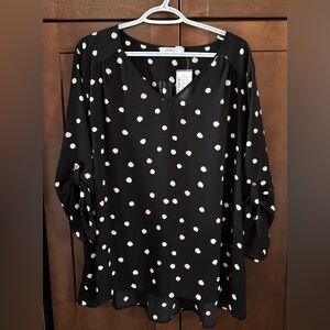 Black Polka Dot Women's Top